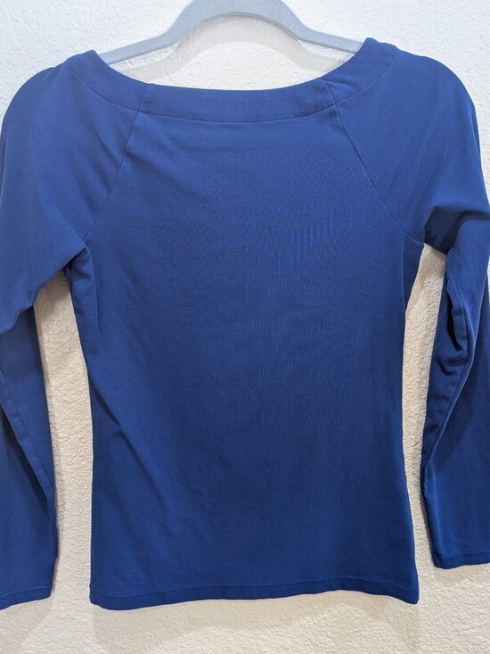 Lauren Ralph Lauren Blue Long Sleeve Top Women’s Small Cotton Stretch Casual - Picture 6 of 12